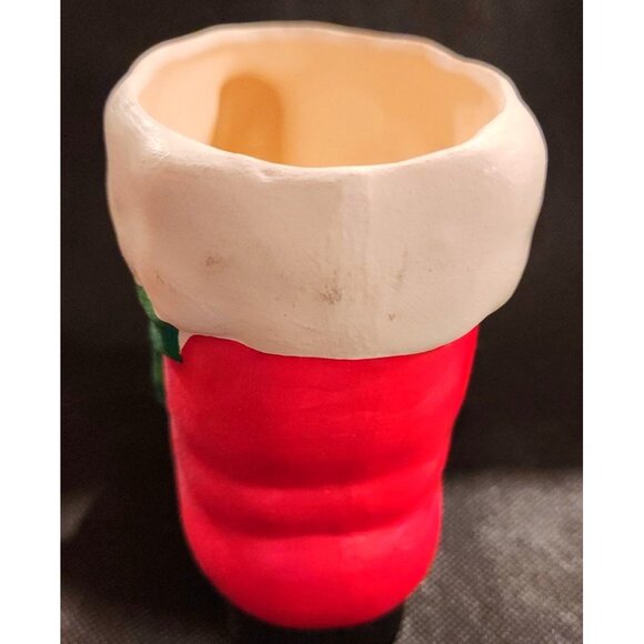 Vintage Mcm Santa Claus Boot Ceramic Planter Holiday Decor - Picture 4 of 9
